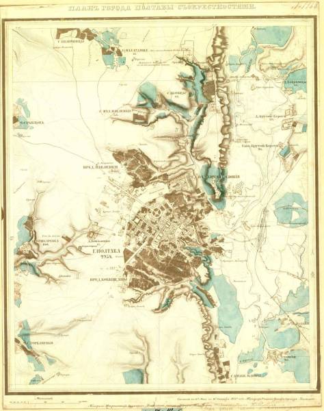 Карта Полтавы за 1857 рік